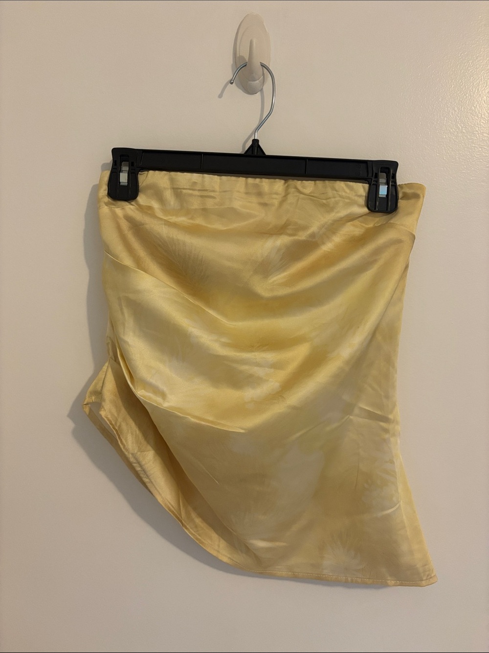 Yellow Satin Asymmetric Bandeau Top
